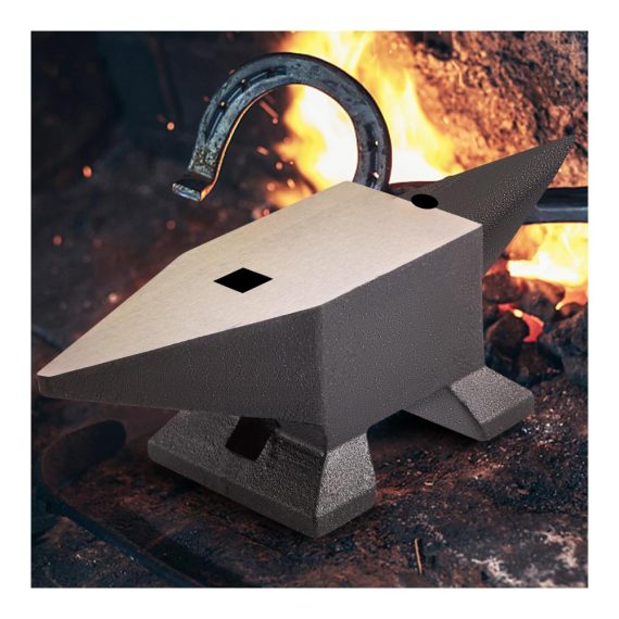 Holzhämmer 10kg Schmiedeamboss aus 55HRC Stahl - Amboss 355x110mm für Metallbearbeitung Abflachen Schmieden und Formen - Schmiedewerkzeug mit 22 LBS Cast Iron Anvil - Schwarz & Grau