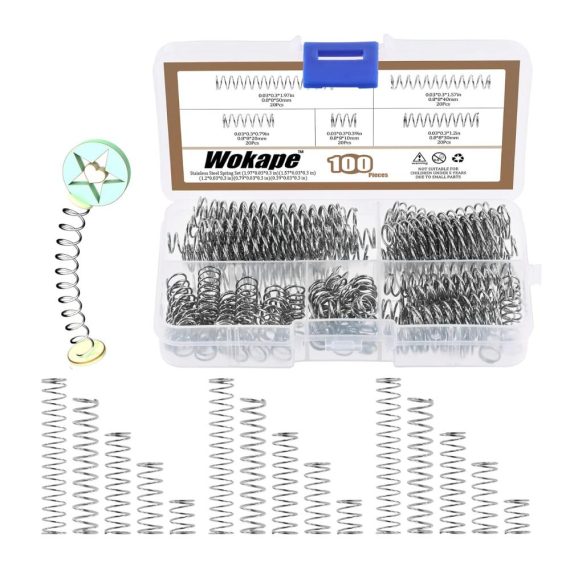 Spannhülsen Sortimentskit 100 Stück Mini-Edelstahl-Kompressionsfedern 08 mm dick 5 Größen ideal für Reparaturen – Geschäft und Zuhause 8 mm Außendurchmesser Längen 10/20/30/40/50 mm