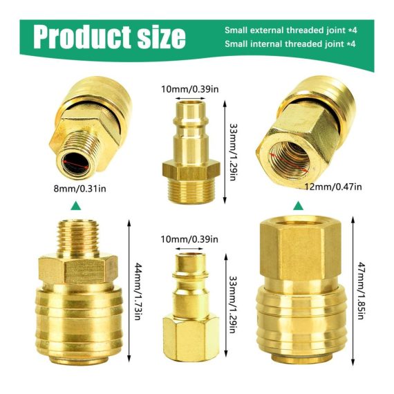 Druckluftkupplungen-Set 10 Schnellkupplungen 1/4 Zoll NPT & BSP Druckluft Anschluss- und Verbindungsstücke