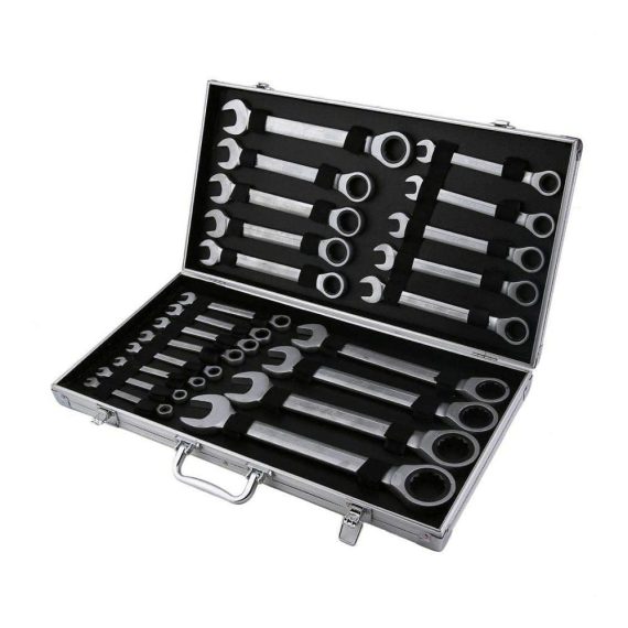 Ratschenschlüssel-Set RANZIX 22tlg Ringschlüssel & Maulschlüssel Knarrenschlüssel Gelenk 6-32mm Profi Ratschenschlüsselsatz