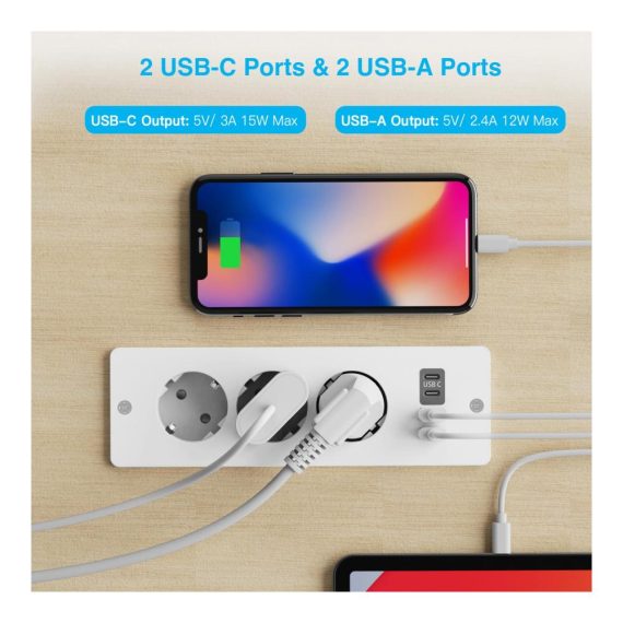 1. Praktische und elegante 3-fach Einbau Mehrfachsteckdose mit USB und Type-C Anschlüssen - ideal für Möbel oder Arbeitsflächen
2. Vielseitige Tischsteckdose mit 2 USB und 2 Type-C Anschlüssen - perfekt integrierbar in Tischplatten
3. Leistungsstarke und platzsparende Steckdosenleiste für Möbel oder Arbeitsflächen - inklusive 2m Kabel
4. Effiziente Mehrfachsteckdose mit versenkter Installation für modernes Möbeldesign - ideal für den Arbeitsplatz
5. Innovative Tischplatte Steckdose mit USB und Type-C Anschlüssen - praktisch und stilvoll
