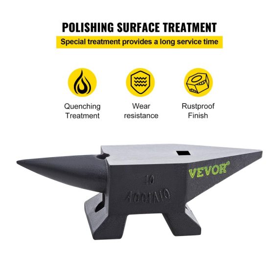 Holzhämmer 10kg Schmiedeamboss aus 55HRC Stahl - Amboss 355x110mm für Metallbearbeitung Abflachen Schmieden und Formen - Schmiedewerkzeug mit 22 LBS Cast Iron Anvil - Schwarz & Grau