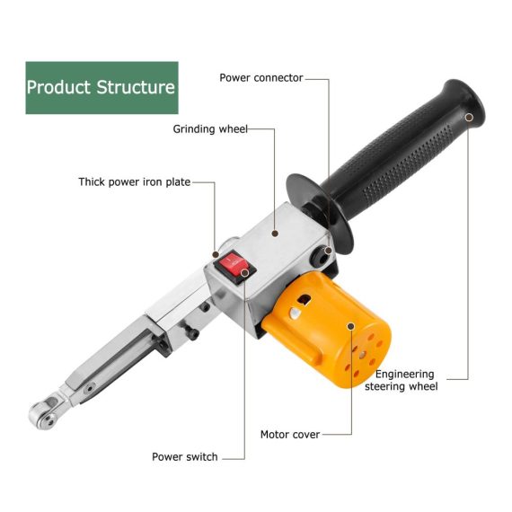 Huanyu Handbandschleifer Leichter Mini-Bandschleifer mit 7-stufig einstellbarer Elektroschleifmaschine inklusive 10 Schleifbändern für Holz Metall Acryl und Finish. Ideal für präzises Schleifen auf verschiedenen Substraten