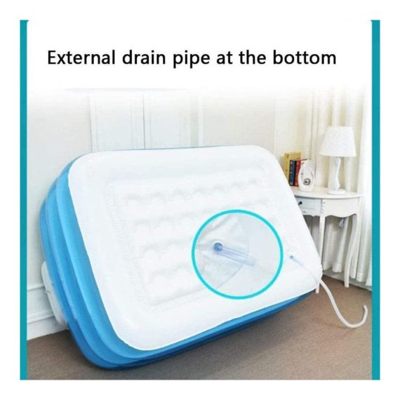 Aufblasbare PVC-Whirlpool-Badewanne für Erwachsene – Faltbarer Familienpool mit Fußpumpe – Verdickte Kunststoff-Badewanne für SPA im Familienbadezimmer – Tragbare 150 x 105 x 50 cm
