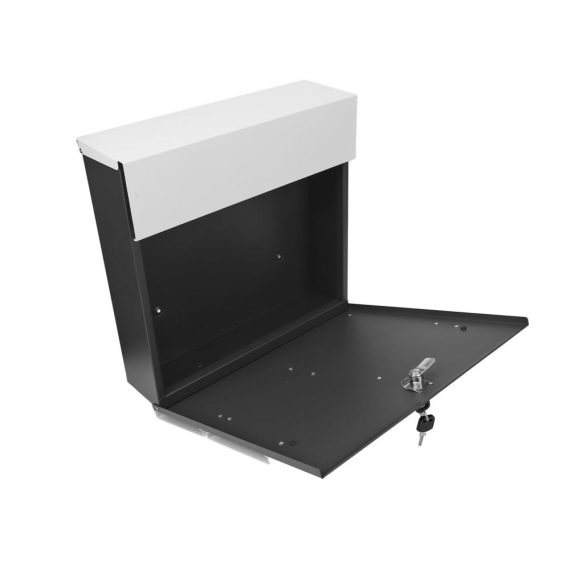 Sicherer Wandbriefkasten Anthrazit - Abschließbare Briefkastenanlage für Haushalt Büros Wohnungen im Freien - Großer Postkasten mit Schlüssel - Wandmontage in Schwarz/Weiß