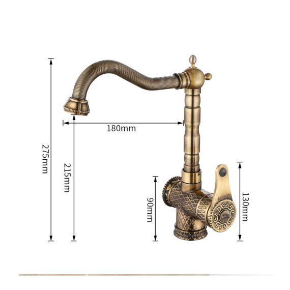 Antik-Bronze Küchenarmatur mit 360° Drehung | Einhebel-Heiß- und Kalt-Wasserhahn für Küchenspüle | Bidet-Armaturen inklusive | Hochwertige Küchenarmatur Fast