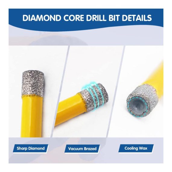 5-teiliges HIGHDRIL Diamantbohrer-Set 6mm Dreiecksschaft für Beton Granit Marmor Glas Feinsteinzeug & mehr