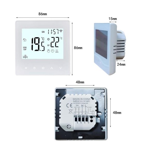 Decdeal WLAN Thermostat - Smartes Raumthermostat für programmierbare Fußbodenheizung (230V LCD 3A) - Steuerbar mit Tuya App (weiß
