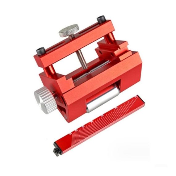 Naturschleifsteine mit präziser Schleifführung - Profi-Winkelschärfer aus Aluminiumlegierung für Holzbearbeitung mit Schneideklingen und Honwinkelführung in Rot