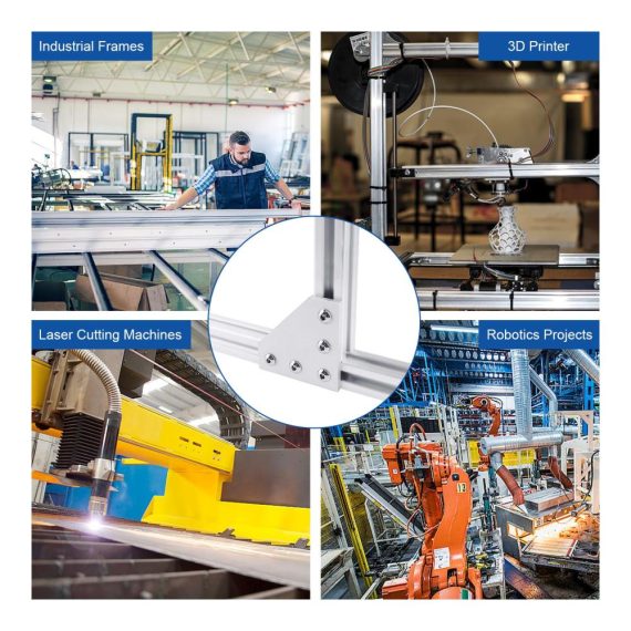 4er Set 40x40 L Verbinder für 10 mm Geschlitzte Aluminiumprofile - Aluprofil Verbinder mit Schraube und Mutter Serie 4040