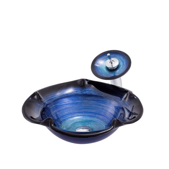 Moderne Arbeitsplatte Blaues Glas-Waschbecken mit Wasserhahn für Küche und Bad