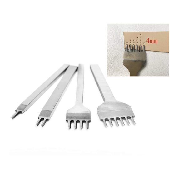 Lederverarbeitungs-Set Profi Locher Punch Werkzeug mit Edelstahl Meißel für präzise 4mm Schnürung - Ideal für DIY Lederprojekte