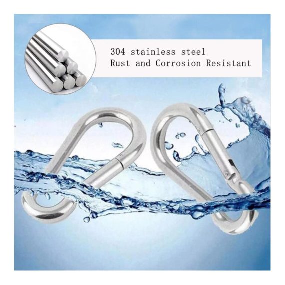 Edelstahl Karabinerhaken 12 Stück - M6 Schnappverschluss Carabiner 6 x 60 mm - Silber Karabiner mit Federhaken für Haken Ketten Seile Rigging