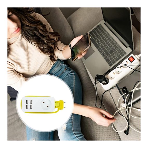 4-fach Steckdosenleiste mit USB-Ladegerät für Haushalt und Handy - Ultimative Multifunktionsladestation