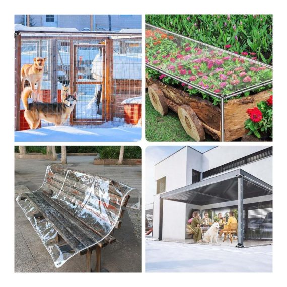 420 g/m² Transparente PVC Plane für den Außenbereich | Mit Ösen Kabelbindern & Gummibändern | Geeignet für Pavillons & Terrassen | 2x2.5m