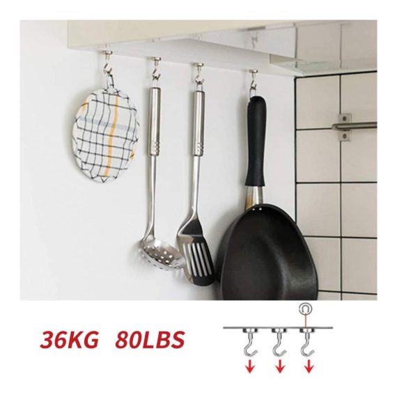 Neodym Magnethaken 32mm - 8 Stück Set | 80 lbs (36kg) Tragkraft | Super Starker Magnet mit Haken für Küche Bad Garage Büro und Kühlschrank | Magnetischer Haken-Set für vielseitigen Einsatz