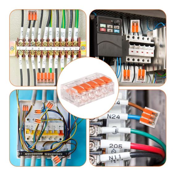 Premium Elektro Anschlussklemmen 60er Set Kabelverbinder & Kits - Neue Lüsterklemmen mit Betätigungshebel für 4mm² Leiter - Vielseitige Verbindungsklemmen für Feste Kabel (2-5 Leiter) - Optimale Kombinationsmöglichkeiten