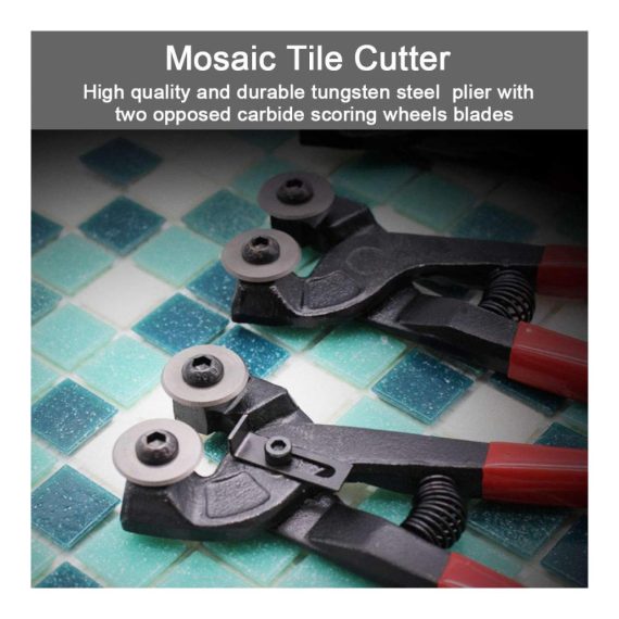 Professioneller 200mm Fliesenschneider - TANCUDER Mosaikzange mit Hartmetall Brechzange für Glas & Keramikfliesen Glaszange mit 2 Wolframkarbid-Rädern - Ideales Werkzeug für Buntglas und Mosaikfliesen