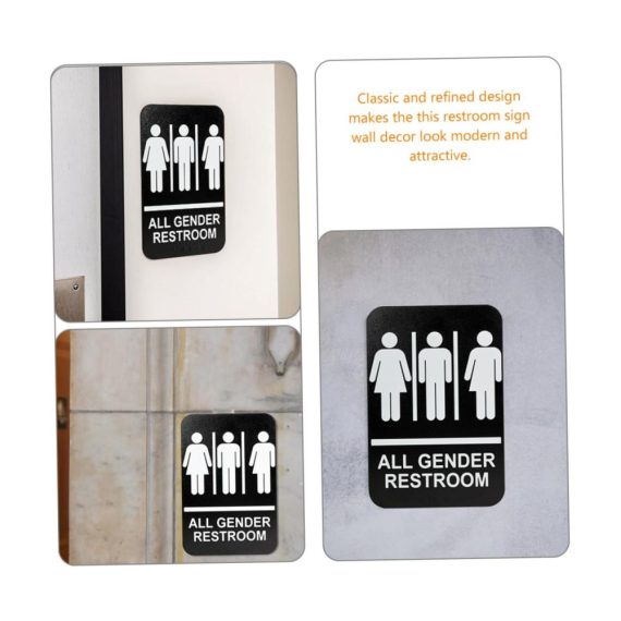 Toilet Signs Set - Modern Office Door Plates for Men and Women Restroom with Braille - Business Bathroom Decorations and Wall Art for Unisex WC - Unique Office Nameplate for Wall Décor