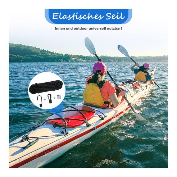 Expanderseil 6mm - 15m Schwarz | Elastisches Gummiseil mit Haken | Gummikordel für DIY Projekte | Gummiband für Planen und mehr
