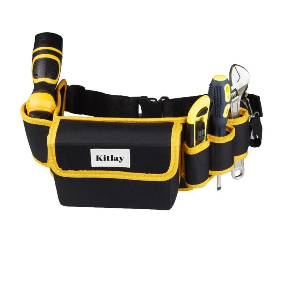 Werkzeuggürtel mit verstellbarem Gürtel - Professionelle Werkzeugtasche mit 5 Taschen für DIY Elektriker Zimmerleute Schreiner und Bauherren