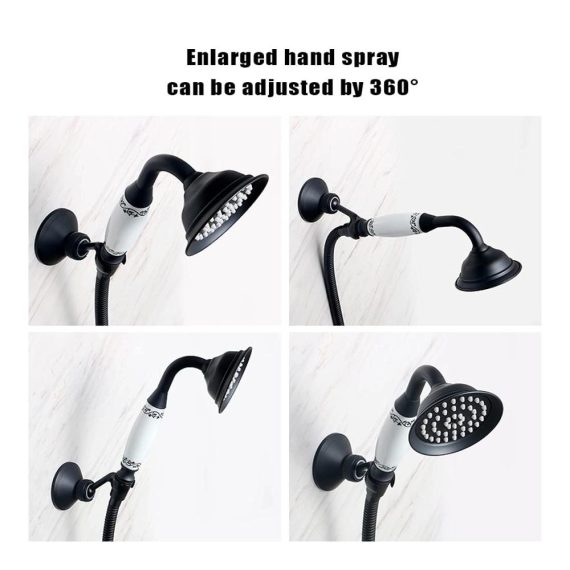 Antike Messing Badewannen- & Duschsystem – Hand Duschset mit Wickelschlauch Haushaltsdusche Badezimmer Zubehör für Heißes und Kaltes Wasser