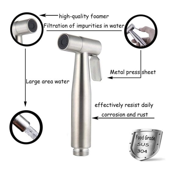 Bidet Hand-Bidet-Sprayer mit WC-Reinigungsfunktion | Wasserhahn-Spray inkl. ABS-Schlauch für Damenhygiene und Haustierpflege