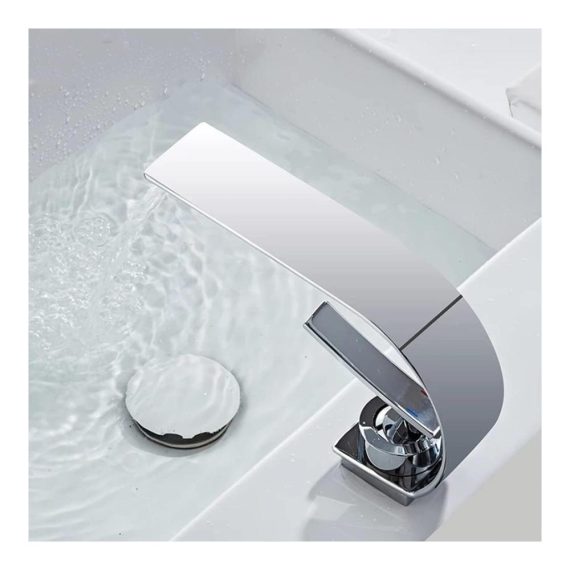 Badezimmer Einhebelmischer aus Messing mit Chrom-Finish - Kalt- und Warmwasser Waschtischarmatur inklusive Keramikventil