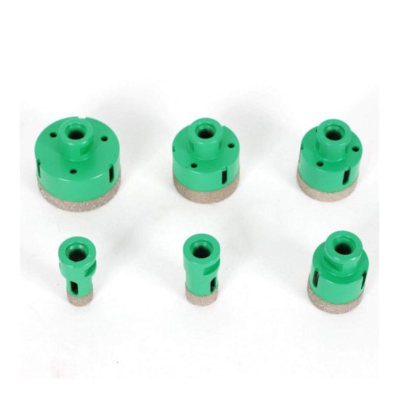 Diamant Bohrkrone Set für Fliesen & Glas - 6 Profi Diamantbohrer mit Aluminiumgehäuse | Ideal für Keramik Granit & Steinfliesen | M14 Spindel für Winkelschleifer | Dichte Diamantschicht für präzises Bohren