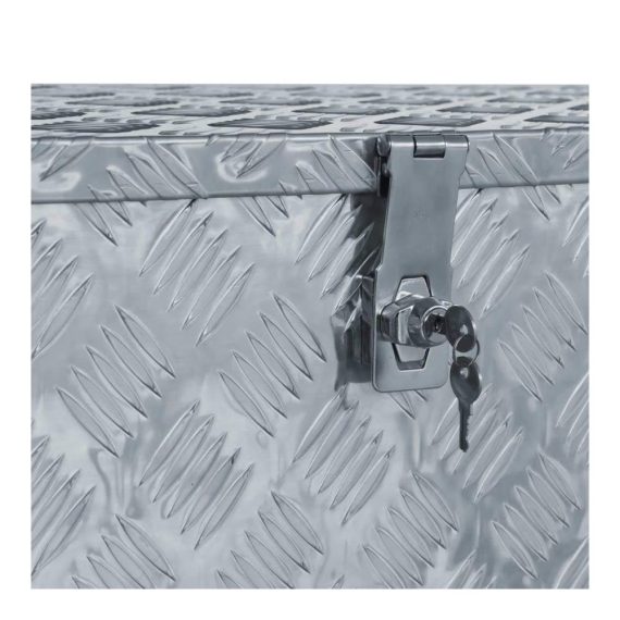 Aluminium Werkzeugkasten mit Schließsystem | Allzweck Transportkoffer 110x38.5x40cm | Deichselbox | Staukasten Alukiste Alubox | Silbern | Ideale Aufbewahrung für Werkzeuge