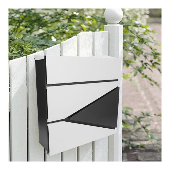 Sicherer Wandbriefkasten Anthrazit - Abschließbare Briefkastenanlage für Haushalt Büros Wohnungen im Freien - Großer Postkasten mit Schlüssel - Wandmontage in Schwarz/Weiß