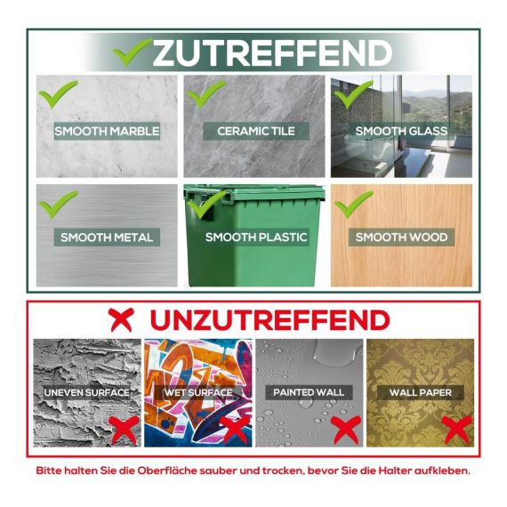 2 Stück Selbstklebende Edelstahl Besenhalterung - Wandhalterung mit Halterungen und Haken für Besen Mops Werkzeuge und Gartengeräte - Ideal für Badezimmer Küche und Zuhause