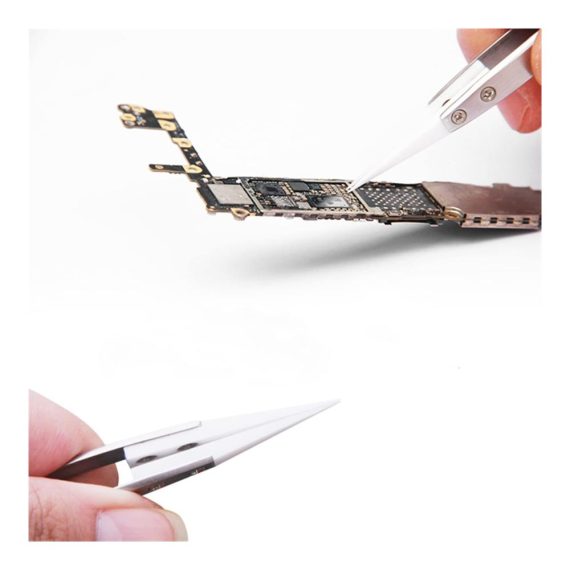 Präzisionspinzetten-Set Industrie-Pinzetten Augenbrauen- und antistatische Edelstahl-Pinzetten mit Keramikspitze Fingerabdruck-Sprungschnur-Clip 001 mm Fliegenschnurpinzette