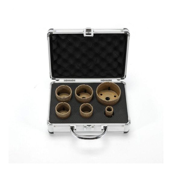 6-tlg. Profi Diamant-Bohrkronen Kit für Granit und Feinsteinzeug Fliesen - Premium Glasbohrer Set mit Vakuum-Technologie - Effizientes Fliesenbohrer Set für präzise Bohrungen - Diamantbohrer Bohrkrone in Gelb