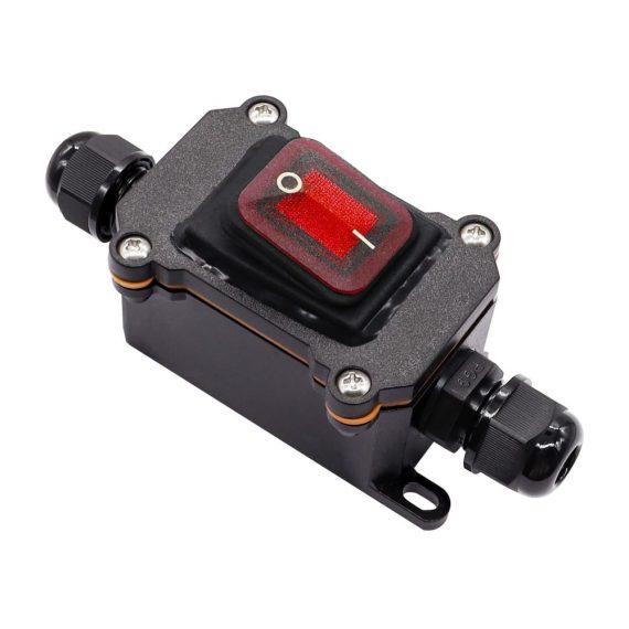 IP67 Wasserdichter Druckschalter - 16A/250V 20A/125V AC DPST 4-poliger Kabelschalter mit LED-Rotlicht für Außeneinsatz