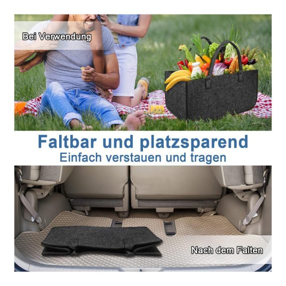 Holzkörbe Brennholz Tasche 2 Stück - Filz Tragetasche 30 kg Kapazität - Robuste Multifunktionshandtasche für Einkäufe und Transport