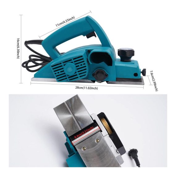 Elektro Hobelmaschine 800W - Tragbarer Handhobel für Holzbearbeitung mit Hobelmesser