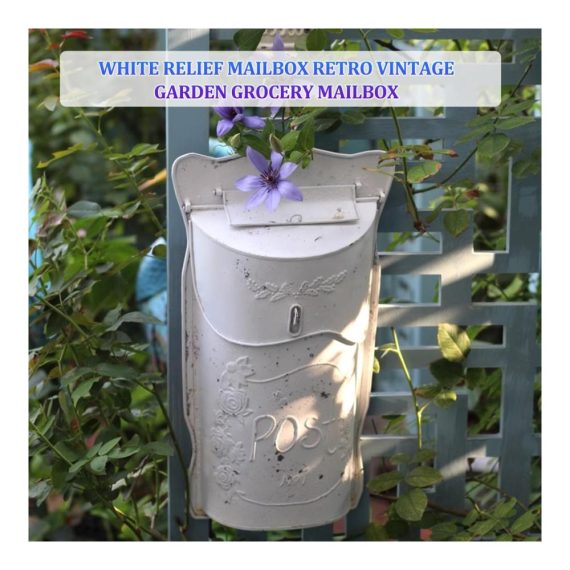 Vintage Gusseisen Locking Mailbox - Dekorative Wandbriefkästen im Freien für den Garten mit metallischem Blumenmuster