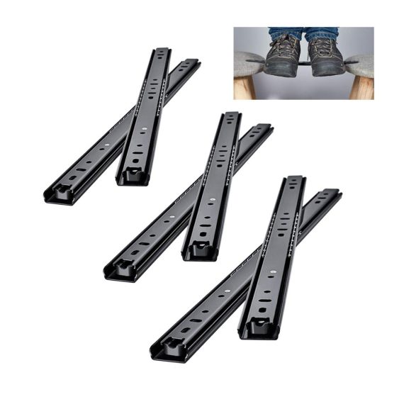 6er Set Schubladenauszüge 450mm Teilauszug - Schwerlast Schubladenschienen mit 60 kg Tragkraft - Kugelgeführte Auszugsschienen inklusive Schrauben für leichten Lauf in Küchenschränken