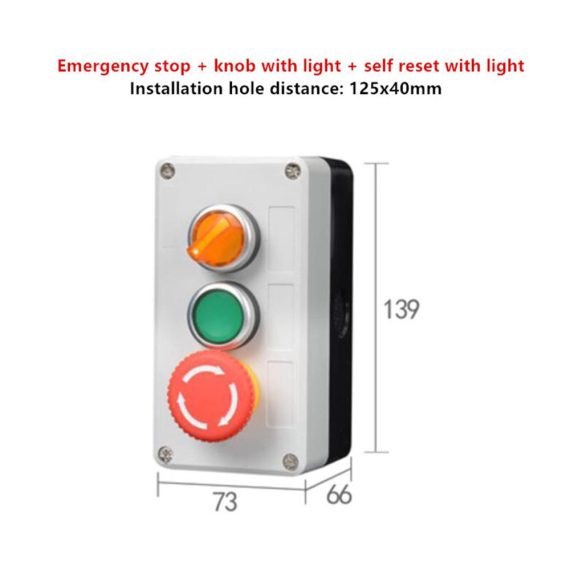 Industrie-Druckschalter DOUKI Selbstrückstellender Kurzhubtaster mit Lichtschalter Not-Taste 24 V/220 V wasserdichte Steuerbox (3 Green Red Green 220V