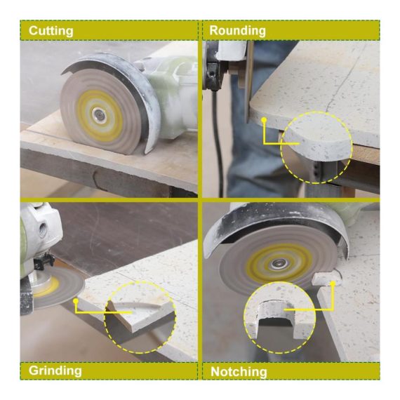 Diamant-Trennscheibe 125mm - Hochleistungs Vakuumgelötet für Marmor Granit Beton & Porzellanfliesen - Doppelseitige Diamantscheibe mit M14 Gewinde von SANLEETEK