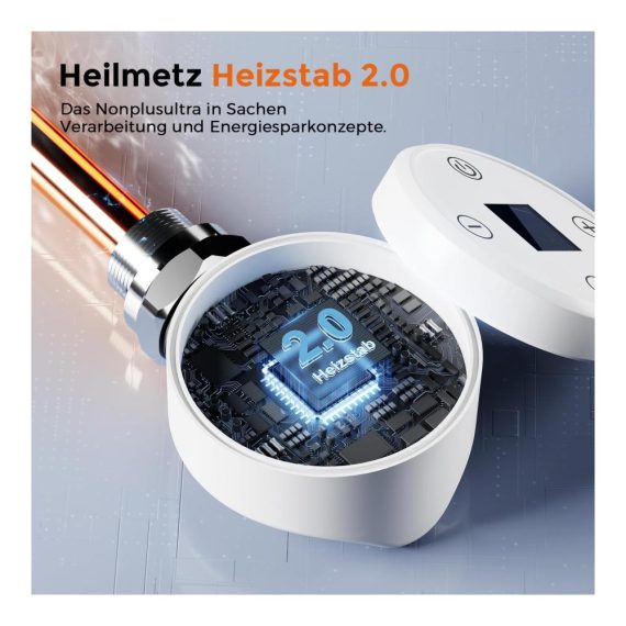 Elektrischer Heizstab 900W mit Thermostat - Effiziente Edelstahl-Heizpatrone für Badheizkörper Handtuchwärmer und Heizungen - Temperaturkontrolle - Weiß