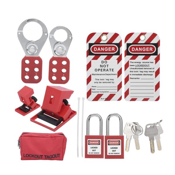 Elektrisches Lockout-Tagout-Kit mit Sicherheitsvorhängeschlössern – Multifunktionales tragbares Set inklusive Hasp-Warnschild und rotem Vorhängeschloss für sichere Abschaltungen