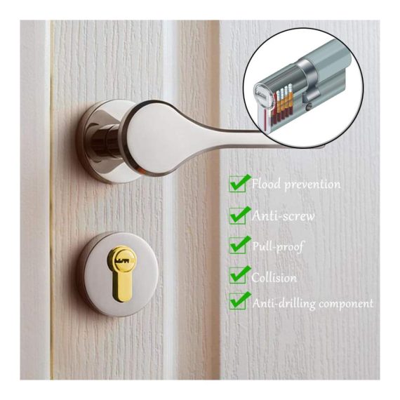 Sicherheitszylinder 65 mm - Hochsicherheitsschloss mit Messing-Finish für Tür - Standard und hohe Sicherheit - Schließzylinder 325/325 - Optimale Sicherheitslösung