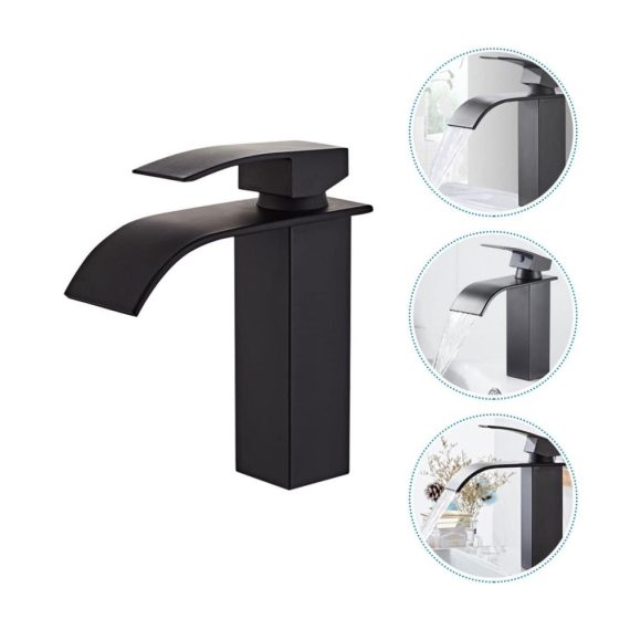 2St Ersatzfilter für Spülbeckenunterbau - Schwarzer Wasserhahn für Badezimmer und Küche mit quadratischem Design mattes Finish - Ideal für Haushaltswäsche