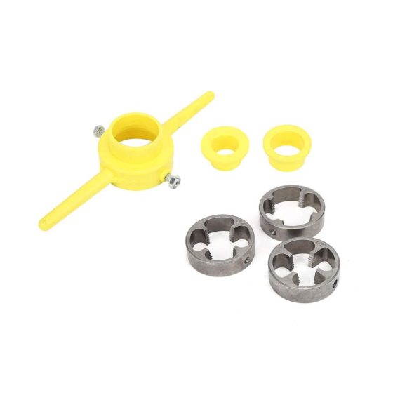 PVC Gewindeschneider Set - Profi Rundschneideisen und Rohrmatrizen für Sanitärarbeiten - 1/2 Zoll 3/4 Zoll 1 Zoll NPT - Manuelle Gewindeschneidwerkzeuge mit Einfädler