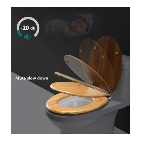 Moso Bambus Holz WC-Sitz mit Top-Befestigung und Verstellbaren Edelstahl-Scharnieren - Innovativer U/V/O-geformter Toilettendeckel aus Massivholz für Leichtigkeit und Bequemlichkeit