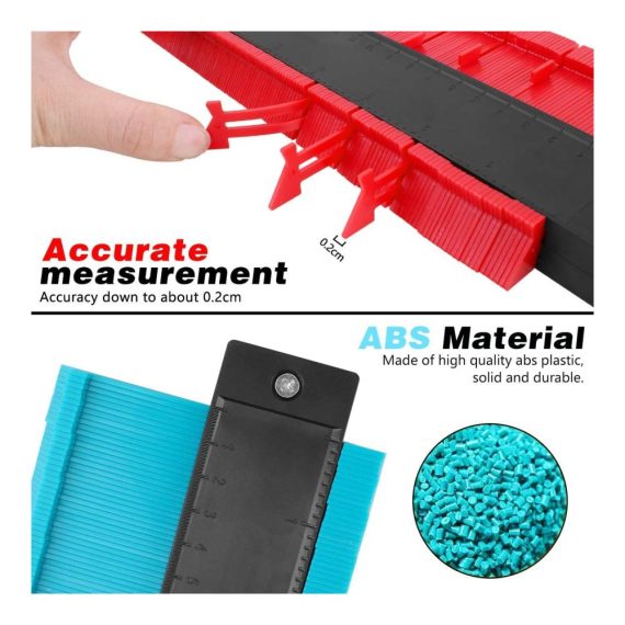 Profillineal Set - 2 Stück mit Sperrfunktion | Multifunktionale Profillehre mit Lineal und Stift | Ideales Konturenlehre Werkzeug für Fliesen Laminat und Holzbearbeitung | 25cm*13cm (Breit 13cm) | Präzise Markierwerkzeuge für Profis