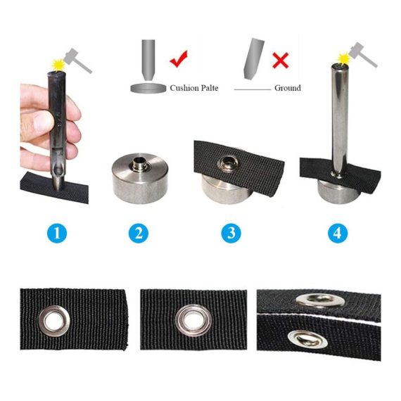 Grommet Werkzeug Kit - 120 Ösenzange Set mit Aufbewahrungsbox für Planen Papier Leder Stoff Vorhang - Professionelles Tüllen Grommet Einstell Werkzeug - Ideal für Poolabdeckungen