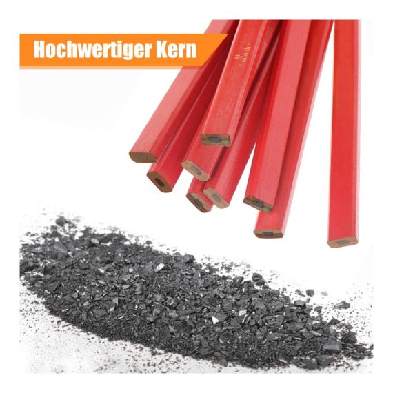Bauleistungsset 72 Zimmermannsbleistifte 175 mm für präzises Markieren und Anzeichnen auf Baustellen